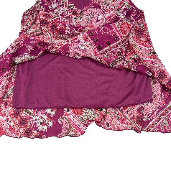 AGB Women's Pink Paisley Sleeveless Wrap Top XL y2k flowy tie waist - Picture 6 of 9